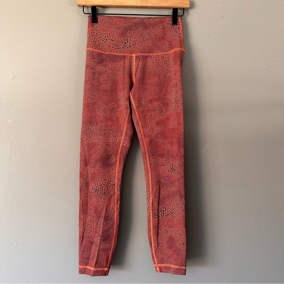 Lululemon Wunder‎ Train High-Rise Tight | Crackle Glaze Vintage Orange Larkspur - Picture 1 of 8